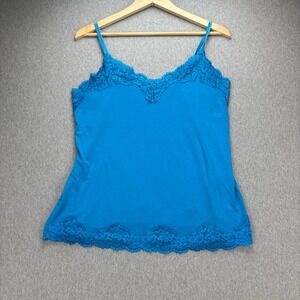 Lane Bryant Tank Top Womens 14/16 Blue Cami Lace Babydoll Y2K Layering Fairy